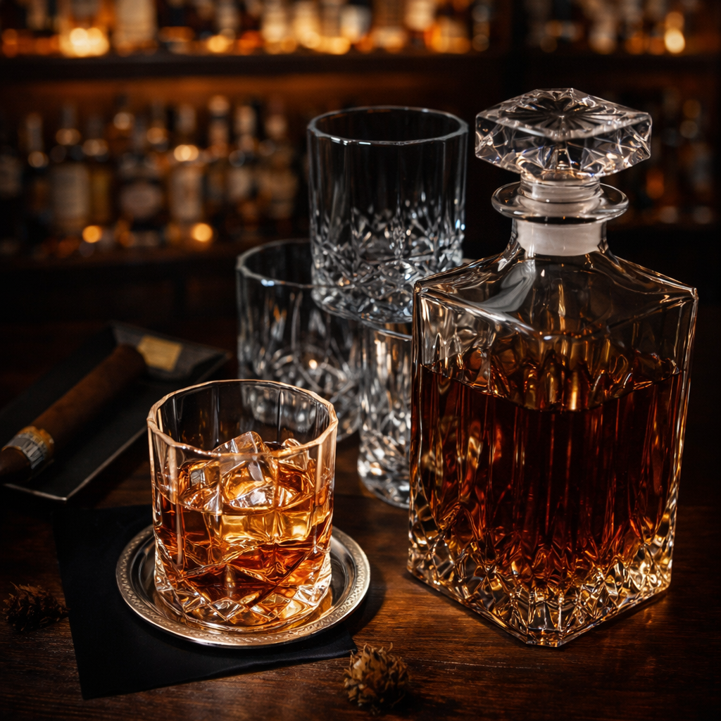 Bouteille de whisky - Ensemble de bouteille et de verres