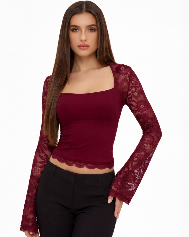 Top à manches longues Lace Affair