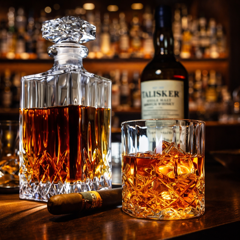 Bouteille de whisky - Ensemble de bouteille et de verres